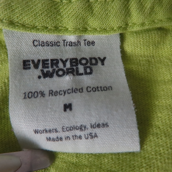 Everybody World Classic Trash Tee Dropbox Men Size M neon green Made in USA - Picture 6 of 7